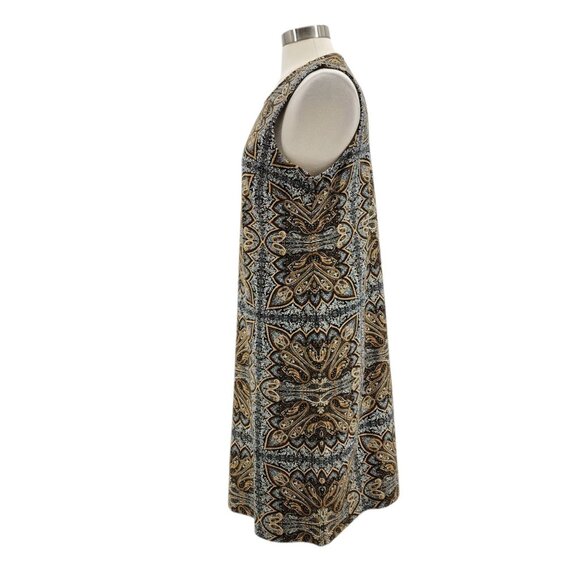 J. Jill Womens Medium Dress Paisley Print Shift Dress Boho Tan White Black Boho - Picture 3 of 9